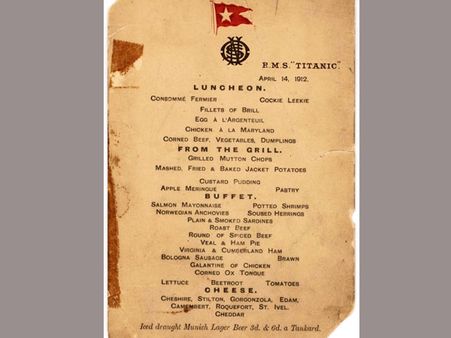 భారీ ధరకు అమ్ముడైన టైటానిక్ చివరి ‘లంచ్ మెనూ’
