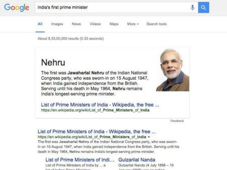 భారత్ మొదటి ప్రధాని మోడీ!: గూగుల్ డైరెక్ట్ సెర్చ్‌లో