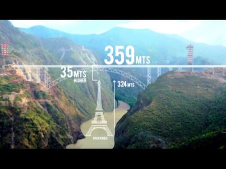 జమ్మూలో ఈఫిల్ టవర్ కన్నా ఎత్తైన రైల్వే‌బ్రిడ్జి(వీడియో)