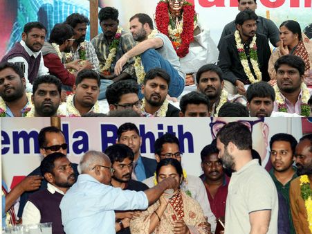 (పిక్చర్స్) మహాత్ముడికి-రోహిత్‌కూ రాహుల్ గాంధీ లింక్, వెంకయ్య ఆగ్రహం