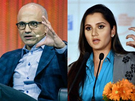 ప్రేరణగా నిలిచారు: సత్యనాదెళ్ల, సానియా మిర్జాకు 'టైమ్స్' ప్రశంస