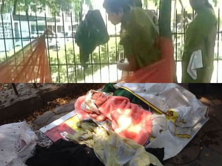 ఫుట్‌పాత్‌పై ఇలా చాటు చేసి, స్త్రీకి మహిళా పోలీసులు పురుడు పోశారు(పిక్చర్స్)