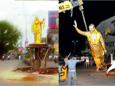 వివాదానికి తెర!: ఎన్టీఆర్ విగ్రహాన్ని కూడా తొలగించారు