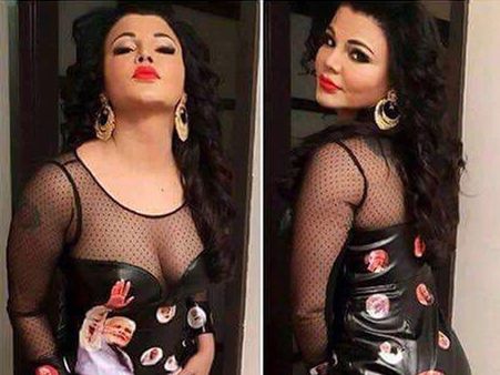 రెచ్చిపోయిన రాఖీ : సెక్సీ డ్రెస్ పై మోడీ ఫోటోలతో..