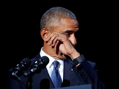 ఒబామా ఉద్వేగం, కంటతడి: చిన్న కూతురు ఎక్కడ?