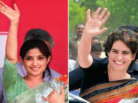 యుపిలో తేలని పొత్తు: ముందే డింపుల్, ప్రియాంక పోస్టర్