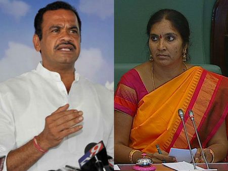 మీరు బెల్ కొడితే కూర్చోవాలా: పద్మాపై కోమటిరెడ్డి, హరీష్ సీరియస్, ఎట్టకేలకు సారీ