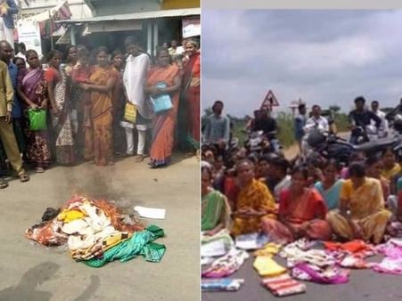 టీఆర్ఎస్ పరువు గంగ పాలు: బతుకమ్మ చీరలకు నిప్పు..