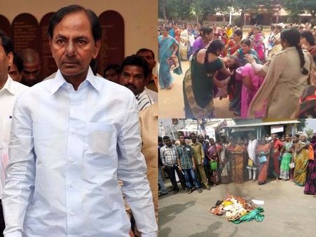 చీరల షాక్: కేసీఆర్ ఆరా, తండ్రికి సర్దిచెప్పిన కేటీఆర్, జుట్టు లాక్కొని కొట్టుకున్న మహిళలు (ఫోటోలు)