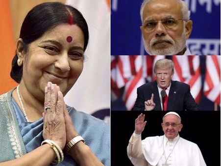 ట్విట్టర్ ఫాలోవర్లు: ట్రంప్, పోప్ ఫ్రాన్సిస్, మోడీ, ప్రపంచ మహిళా నేతల్లో సుష్మానే ఫస్ట్