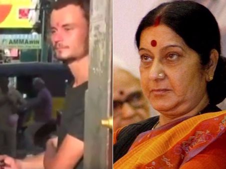 ఏటీఎం కార్డ్ పిన్ లాక్, గుడి ముందు బిచ్చమెత్తుకున్న రష్యా యువకుడు, స్పందించిన సుష్మా