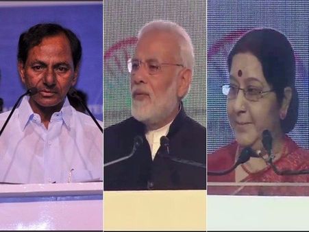 తెలంగాణ అంటున్నారు: కేసీఆర్, నేను మీ చిన్నమ్మను: సుష్మా హైదరాబాద్‌పై మోడీ