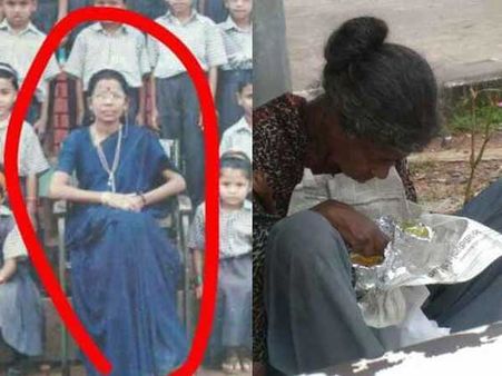 బిక్షగత్తెగా మారిన టీచర్: సోషల్‌మీడియాలో పోస్ట్‌, ముందుకు వచ్చిన విద్యార్థులు