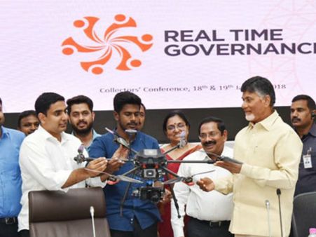 ఇది మేడిన్ ఆంధ్రా...తొలి డ్రోన్‌...కలెక్టర్ల సదస్సులో ఆవిష్కరించిన సిఎం చంద్రబాబు