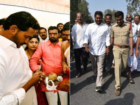 టీడీపీకి వైసీపీ ఎమ్మెల్యే ఫ్రశంస: యాత్రలో అత్యుత్సాహం, జగన్ చేయి పట్టుకొని పోలీస్ 'అల్లుడు'