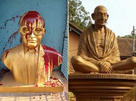 కేరళలో గాంధీ విగ్రహం ధ్వంసం: తమిళనాడులో అంబేడ్కర్ విగ్రహానికి అవమానం..