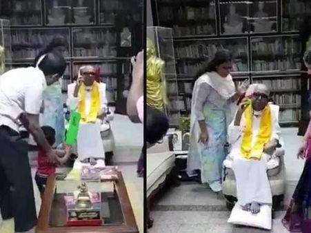 చక్రాల కుర్చీలో కూర్చొనే.. మనవడితో క్రికెట్ ఆడిన కరుణానిధి.. వీడియో వైరల్!