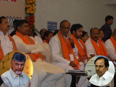 కేసీఆర్‌ది ఫ్యామిలీ ఫ్రంట్, మోసకారి బాబు: తెలుగు సీఎంలను ఏకేసిన బీజేపీ నేతలు