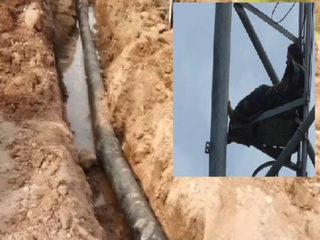 తుందుర్రులో మళ్లీ ఉద్రిక్తత...సెల్ టవర్ ఎక్కి మహిళ నేత నిరసన