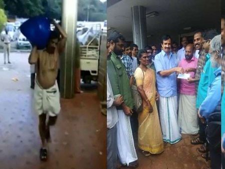 వరదలు- కేరళ 'బాహుబలి': సామాన్యుడిలో సామాను మోసిన మంత్రి (వీడియో)