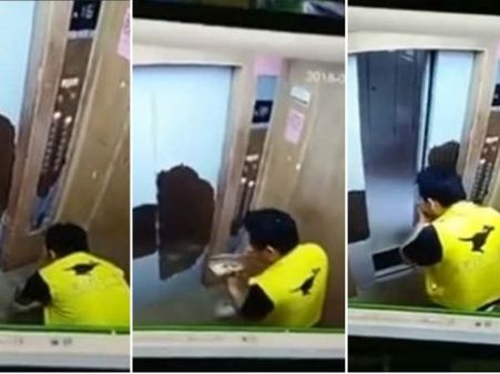 డెలివరీ బాయ్ కుక్క బుద్ధి: సగం నోటితేనే తినేసి.. మళ్లీ ప్యాక్ చేసి..(వీడియో)