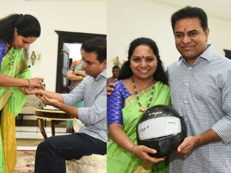 కేటీఆర్‌కు రాఖీ కట్టి హెల్మెట్ ఇచ్చిన కవిత, షర్మిలని మిస్సయ్యా: జగన్, రాఖీ కట్టకున్నా.. పవన్