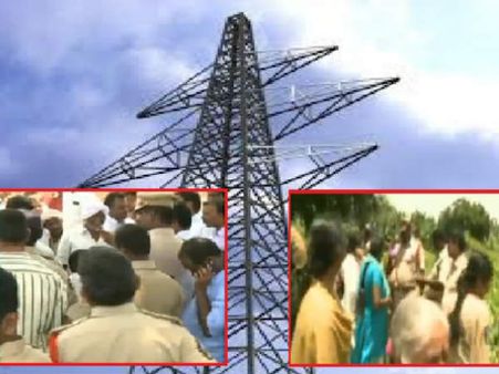 పొలాల్లో హై టెన్షన్ విద్యుత్ లైన్లకు అధికారుల ప్రయత్నం:ఉండవల్లిలో తీవ్ర ఉద్రిక్తత