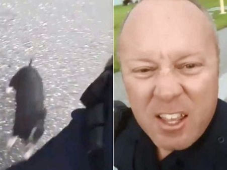 పోలీస్ అధికారిని ఫ్లోరిడా వీధుల్లో తరిమిన చిన్న పందిపిల్ల! ఎందుకంటే.. (వీడియో)