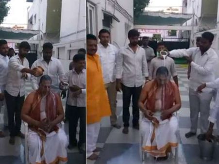 ఎంపీ మల్లారెడ్డికి పాలాభిషేకం: వీడియో వైరల్, నెటిజన్ల సెటైర్లు(వీడియో)