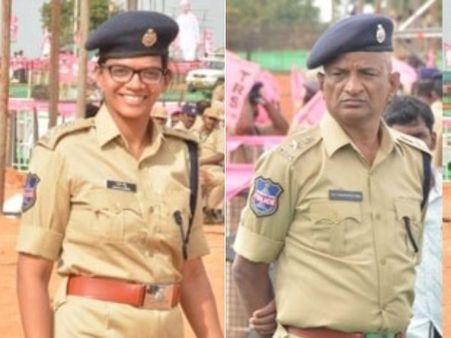 ప్రగతి నివేదన సభలో ఆసక్తికరం: ఎస్పీ కూతురుకు డీసీపీ తండ్రి సెల్యూట్