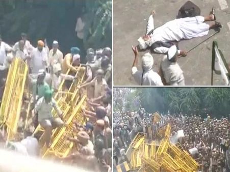 డిమాండ్లు తీర్చండి: ఢిల్లీలో కదం తొక్కిన యూపీ రైతులు...పరిస్థితి ఉద్రిక్తం