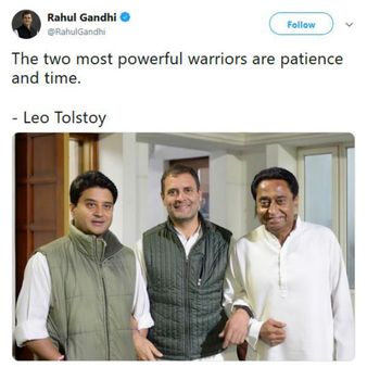సహనం, సమయం రెండు శక్తిమంతమైన ఆయుధాలు: కమల్-సింధియా ఫోటోలతో రాహుల్ ట్వీట్