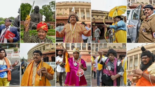 ప్రత్యేక హోదా సాధనకై: వెరైటీ గెటప్స్‌తో నిరసన వ్యక్తం చేసిన మాజీ ఎంపీ శివప్రసాద్