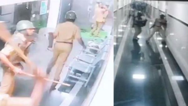 కెమెరాకు చిక్కారు: హాస్పిటల్‌లోకి దూసుకెళ్లిన పోలీసులు..టియర్‌గ్యాస్ ప్రయోగం