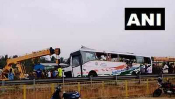 ఘోర రోడ్డు ప్రమాదం: ఆర్టీసీ బస్సు డ్రైవర్..కండక్టర్ సహా 20 మంది దుర్మరణం..క్రేన్లు, గ్యాస్ కట్టర్లు