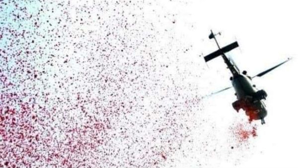 సెల్యూట్ టు కరోనా వారియర్స్: గాంధీ ఆస్పత్రిపై హెలికాప్టర్లతో పూల వర్షం