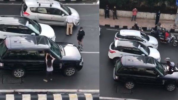 కారులో భర్త, మరో మహిళ: అఫైర్ ఉందని భార్య నడిరోడ్డుపై రచ్చ రచ్చ (వీడియో)