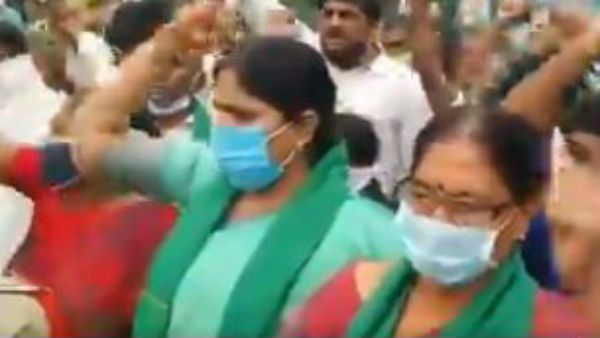 విజయవాడలో ఉద్రిక్తత: అమరావతి మహిళా రైతుల మెరుపు ధర్నా: ఎఎంఆర్డీఎ ముట్టడికి యత్నం