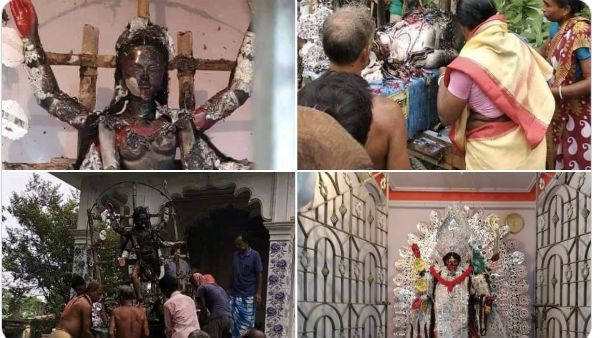 Fact Check:కాలిపోయిన కాళీమాత విగ్రహం ఫోటో వైరల్..బీజేపీ ఎంపీ ట్వీట్.. నిజమేంటి..?