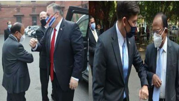 కరోనా ఎఫెక్ట్: మైక్ పాంపియో, ఎస్పర్‌లతో అజిత్ దోవల్ ‘ఎల్బో బంప్’