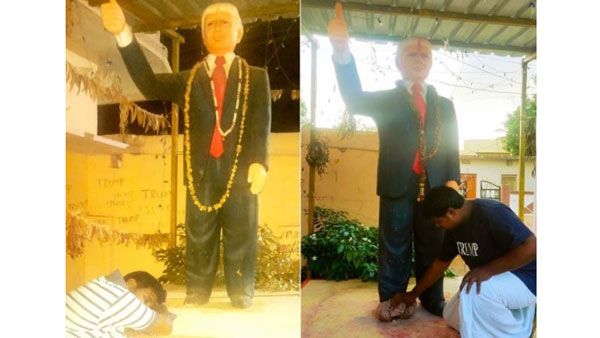 డొనాల్డ్ ట్రంప్‌‌ ఆరోగ్యంపై బెంగ: తెలంగాణ వీరాభిమాని ట్రంప్ కృష్ణ మృతి: గుడి కట్టిన అభిమానం