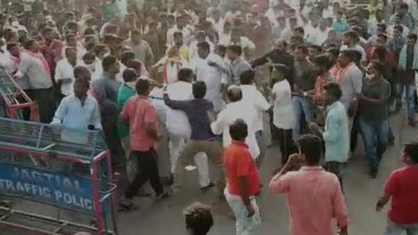 అగ్గిరాజేసిన ఎమ్మెల్యే కామెంట్స్.. మెట్‌పల్లి‌లో బీజేపీ-టీఆర్ఎస్ వర్గాల తోపులాట (వీడియో)..