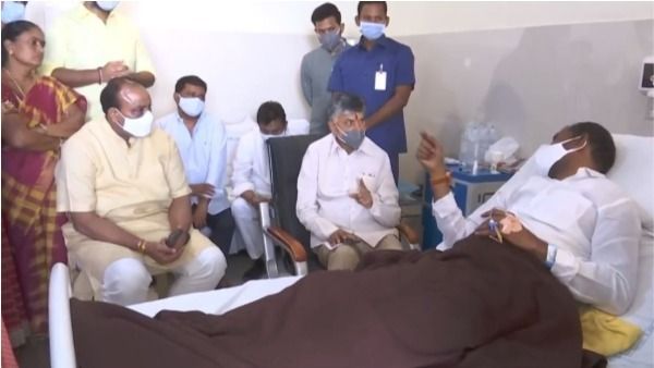 విశాఖ కిమ్స్ ఆసుపత్రిలో చంద్రబాబు: నుదుట బొట్టుతో: స్పెషల్ అట్రాక్షన్‌గా గంటా