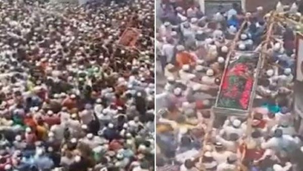 మతబోధకుడి అంత్యక్రియల్లో వేలాది మంది: కరోనా నిబంధనలు?(వీడియో)