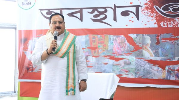 బెంగాల్ హింసపై బీజేపీ చీఫ్ నిరసన దీక్ష .. వేదిక తొలగించిన కలకత్తా పోలీసులు, జేపీ నడ్డా ఫైర్ !!