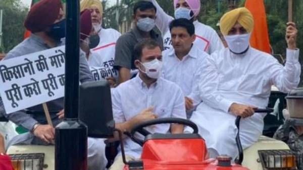 వినూత్న నిరసన.. ట్రాక్టర్ నడుపుకుంటూ పార్లమెంట్‌కు రాహుల్ గాంధీ..