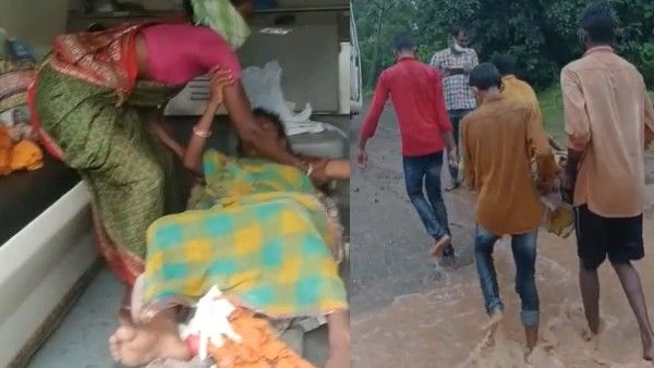 ప్రసవ వేదన .. వాగు దాటలేక 3 గంటలు నరకం చూసిన గిరిజన మహిళ అంబులెన్స్ లోనే డెలివరీ