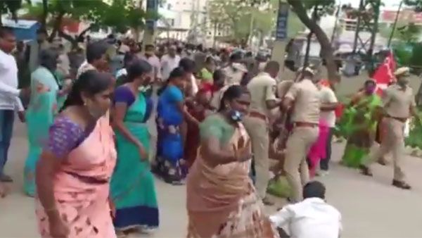 జీతాల కోసం మున్సిపల్ కార్మికుల ఆందోళన, అరెస్ట్ లతో ఉద్రిక్తం.. జగన్ సర్కార్ పై లోకేష్ సీరియస్