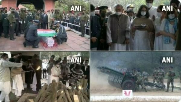 బిపిన్ రావత్ దంపతుల అంత్యక్రియలు పూర్తి, కుమార్తెలకు త్రివర్ణ పతాకం, 17 శతఘ్నులతో వందనం