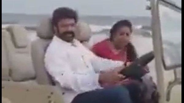 వీడియో: చీరాల బీచ్ వద్ద నందమూరి ఫ్యామిలీ సందడి: భార్యతో కలిసి ఓపెన్ టాప్ జీప్‌లో బాలయ్య